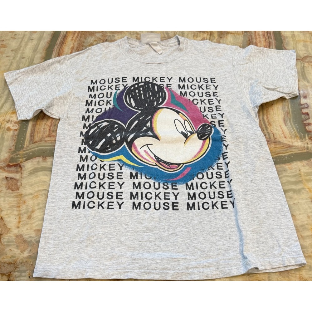 Vintage Mickey by Jerry Leigh Unisex T-Shirt Heather‎ Gray Short Sleeve OS